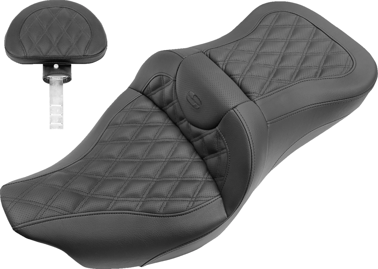 Roadsofa™ Trike Seat - Roadsofa™ Seat - Full Lattice Stitch - with Backrest - Black - FL '09-'24 [0801-1207]