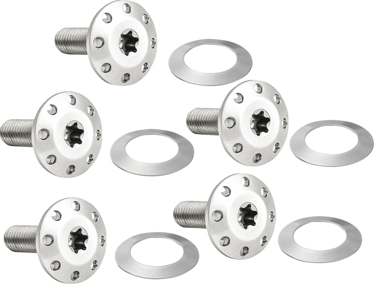 Holeshot Front Floating Brake Rotor Bolt Kit - Bolt Kit - Holeshot/Front/Floating/Brake Rotor - Spoke Mount - Polished - 5 Pack [2401-1697]