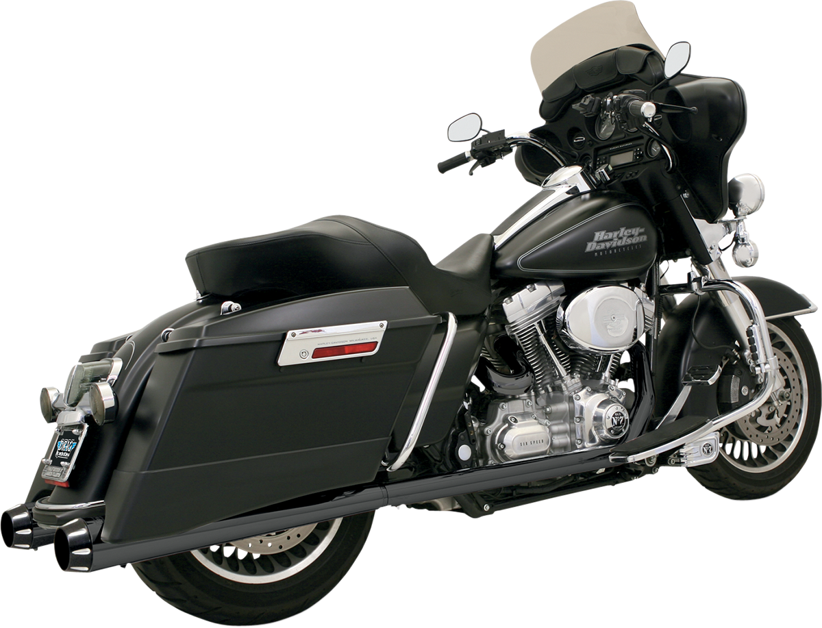 Megaphone Slip-On Mufflers - Black/Black - Fluted - Performance Baffle [1801-0579]