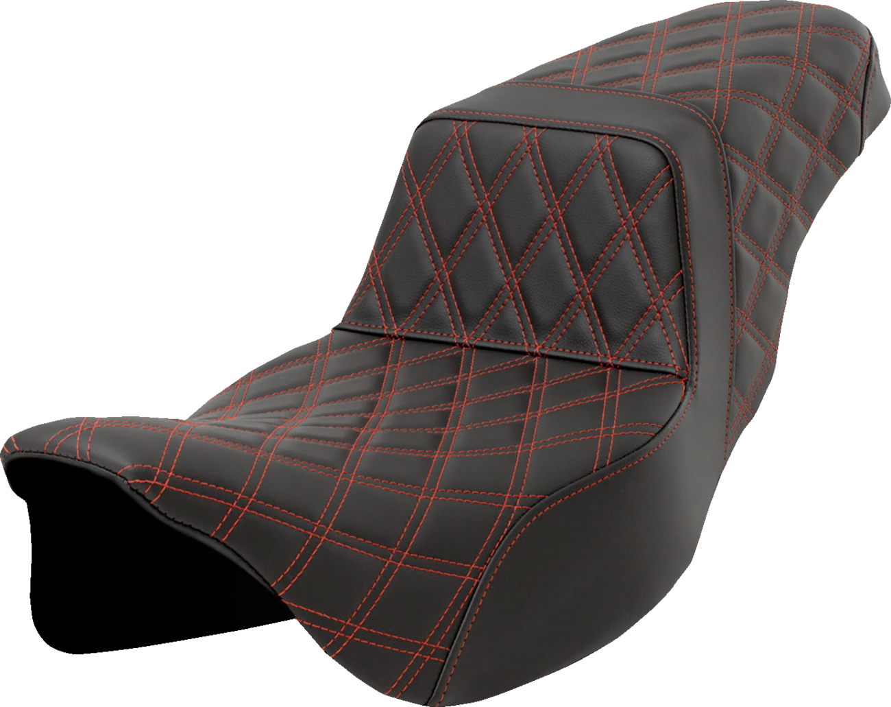 Lattice Stitch Step-Up Seat - Step-Up Seat - Lattice Stitch - Red Stitch - Extended Reach - FLH/FLT '08-'23 [0801-1603]