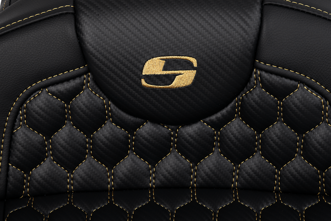 Honeycomb Roadsofa™ Seat - RoadSofa™ Seat - Honeycomb - Gold Stitch - Extended Reach - without Backrest - FLH/FLT '08-'24 [0801-1650] - Image 2