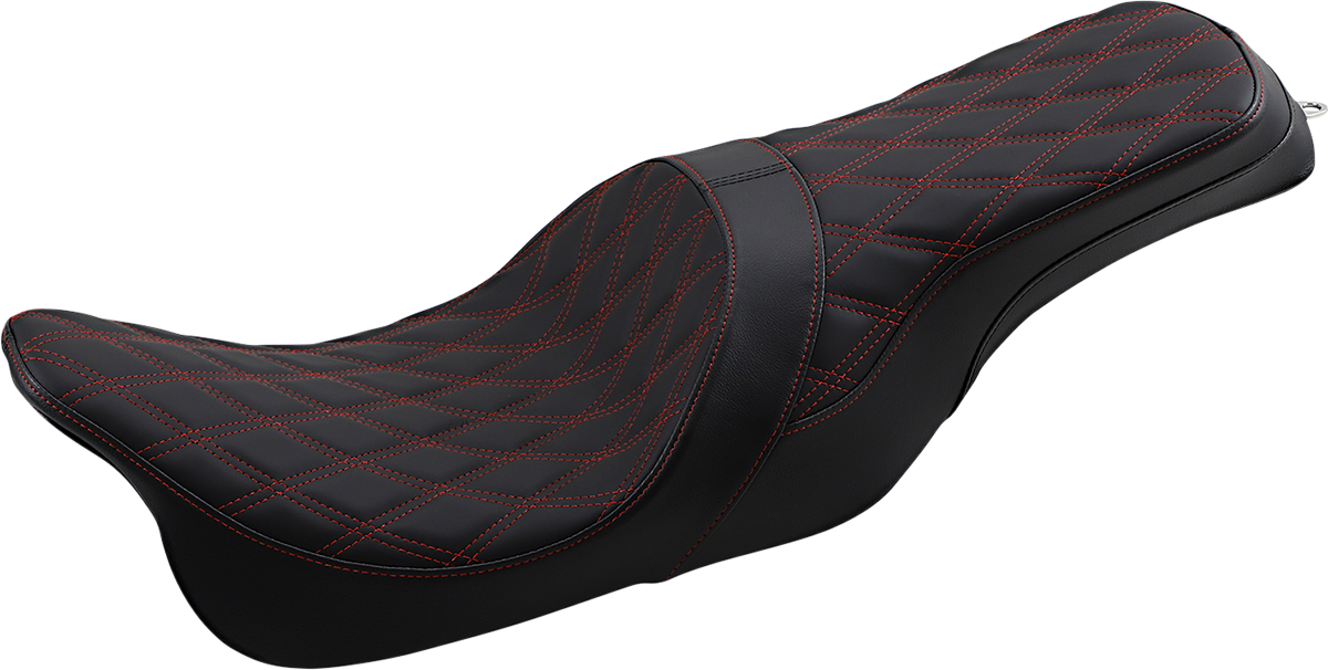 Forward Positioned Predator Seat - Forward Positioned Predator 2-Up Seat - Double Diamond - Red Stitched - FL '08-'23 [0801-1267]