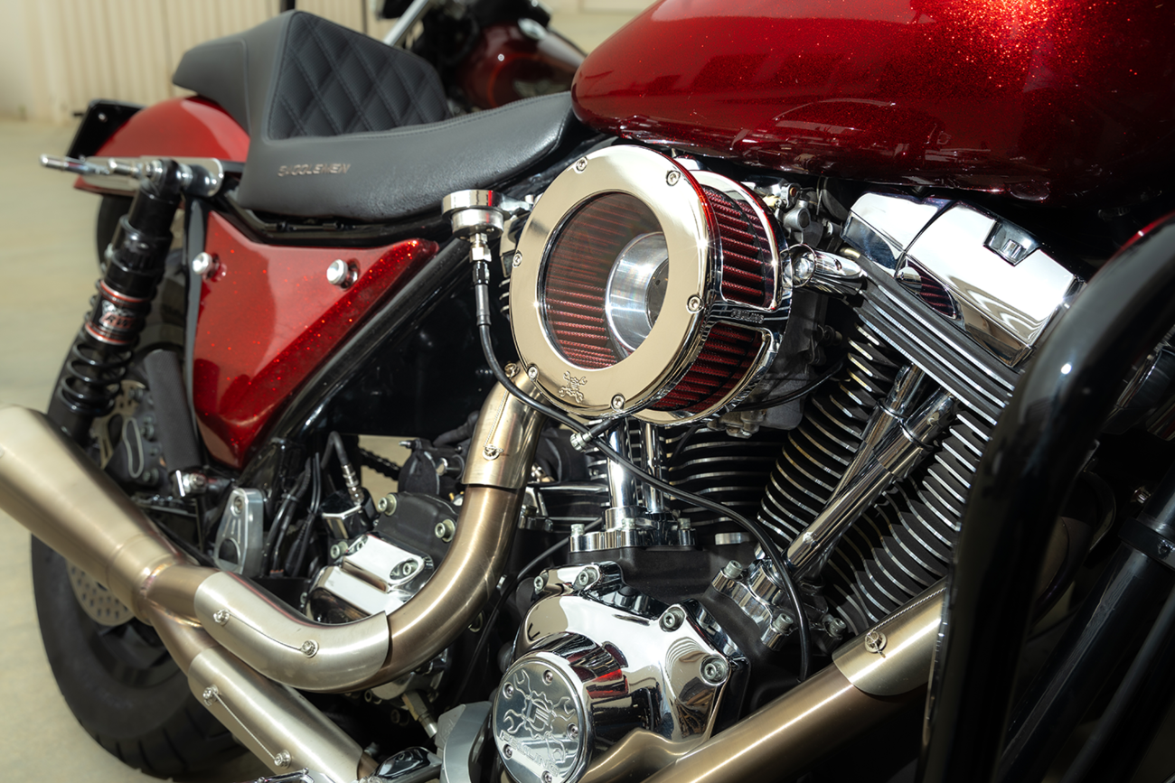 BA Air Cleaner Kit - Chrome/Clear with Red Filter - M8 [1010-3324] - Image 2