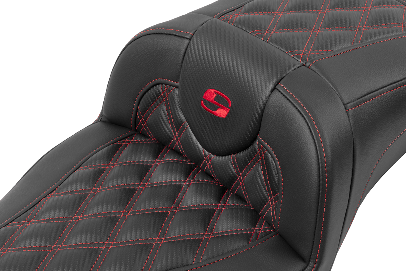 Roadsofa™ Extended Reach Seat - without Backrest - Lattice Stitch - Red Stitch - FLTR/FLHX '23-'24 [0801-1797] - Image 2