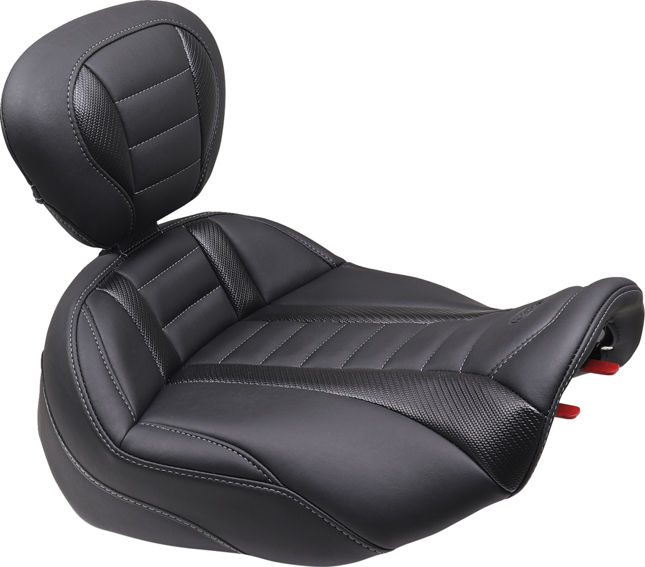 Deluxe Touring Solo Seat - w/ Backrest - Gunmetal Stitch - FLT/FLH '23-'25 [0801-1674]