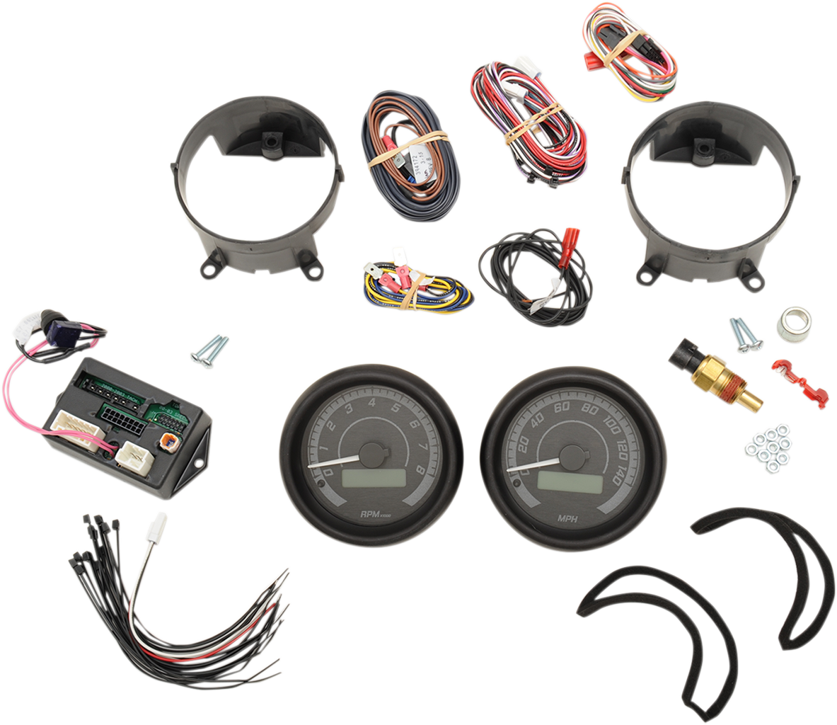 MVX-8K Series Analog/Digital Gauge Kit — 8200KGK Model - MVX-8K Series Analog/Digital 2-Gauge Kit - Black Bezel - Black Face with Gray Background [2212-0573]