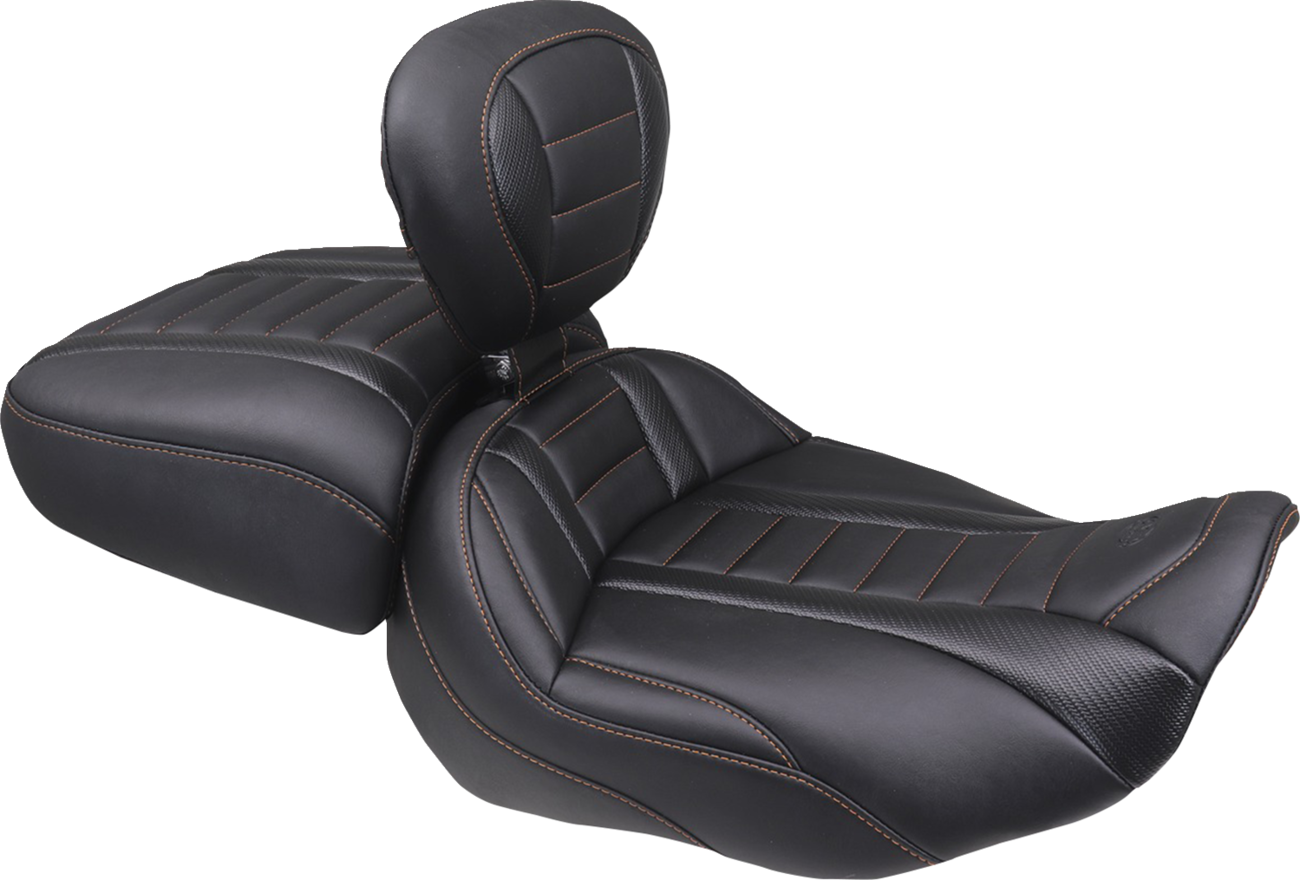 Wide Deluxe Touring Passenger Seat - Deluxe Passenger Seat - Wide - Mandarin Orange Stitch - FLT/FLH '23-'25 [0801-2121] - Image 2