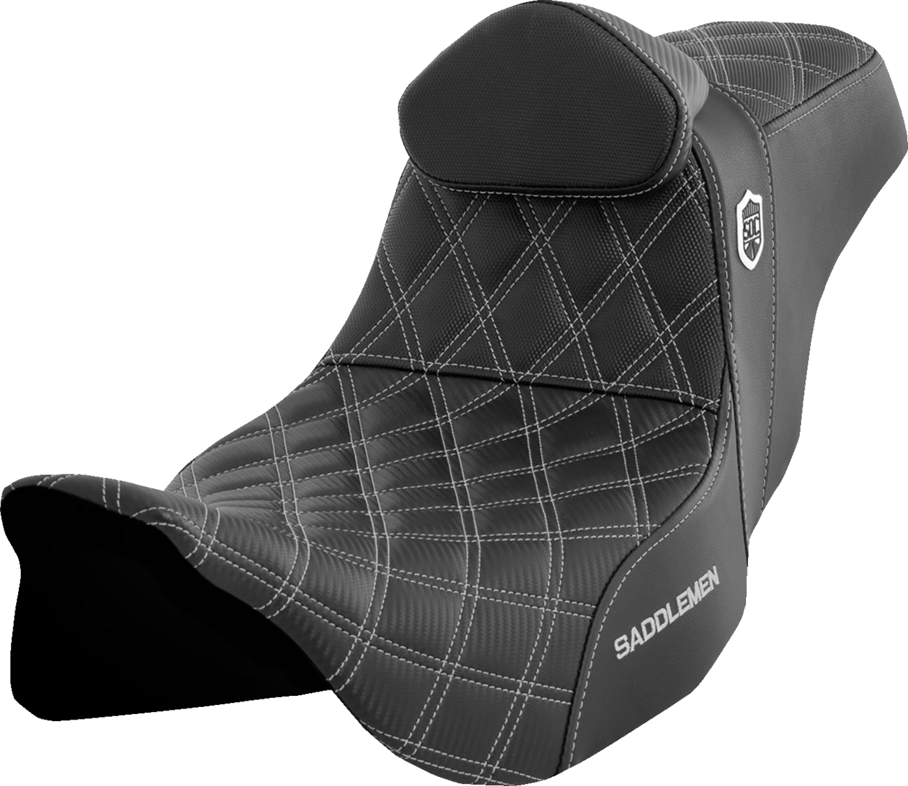 Pro Series SDC Performance Grip Seat - Pro Series SDC Performance Seat - w/ Backrest - Silver Stitch - FLH/FLT '08-'23 [0801-1666]