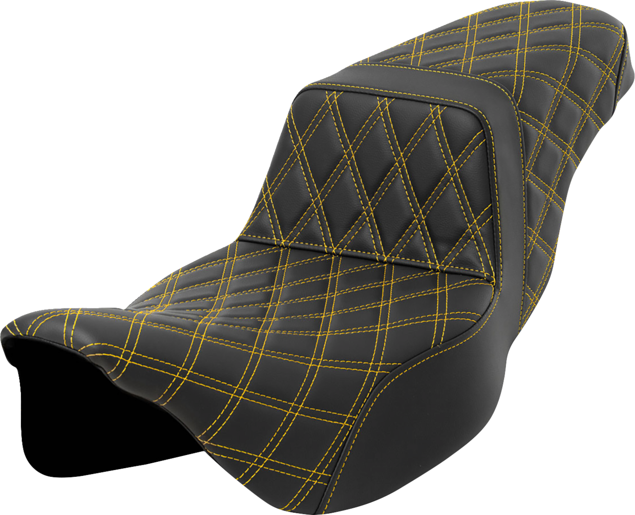 Lattice Stitch Step-Up Seat - Step-Up Seat - Lattice Stitch - Gold Stitch - Extended Reach - FLH/FLT '08-'23 [0801-1600]