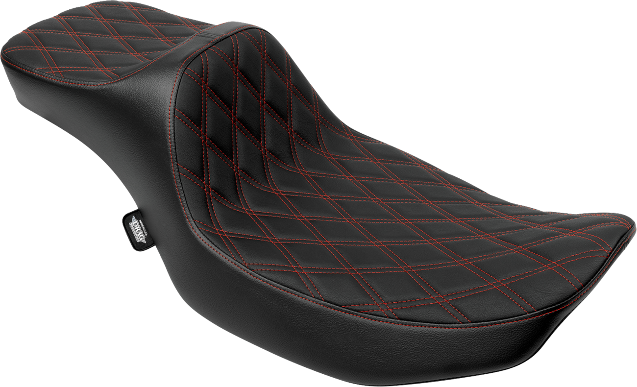 Extended Reach Predator III Seat - Double Diamond - Red Stitching - Vinyl - FLH/FLT '23-'24 [0801-2036]