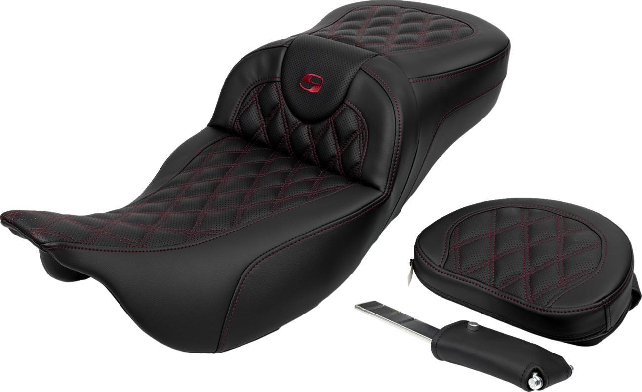 Roadsofa™ Extended Reach Seat - Lattice Stitch - Wine Berry Stitch - with Backrest - FL '08-'24 [0801-1619] - Image 3
