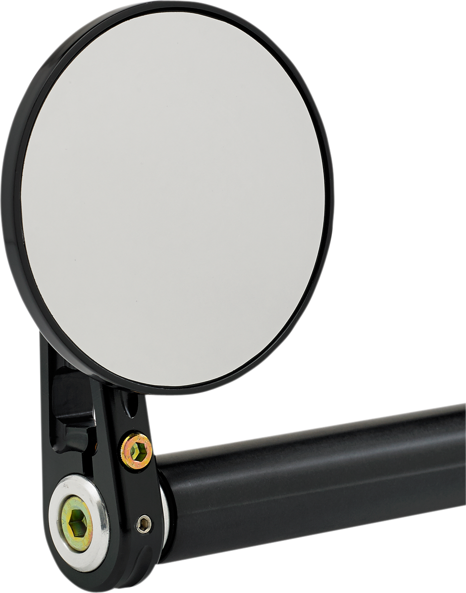 Bar End Mirror - Mirror - Bar End/Side View - Round - Black - Straight - 3-1/4" [0640-0608]