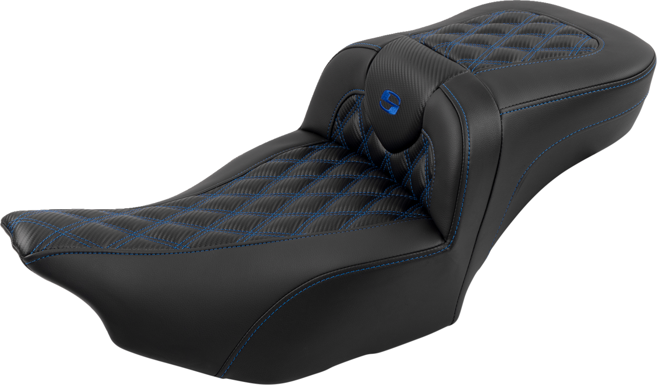 Roadsofa™ Extended Reach Seat - with Backrest - Lattice Stitch - Blue Stitch - FLTR/FLHX '23-'24 [0801-1802] - Image 3