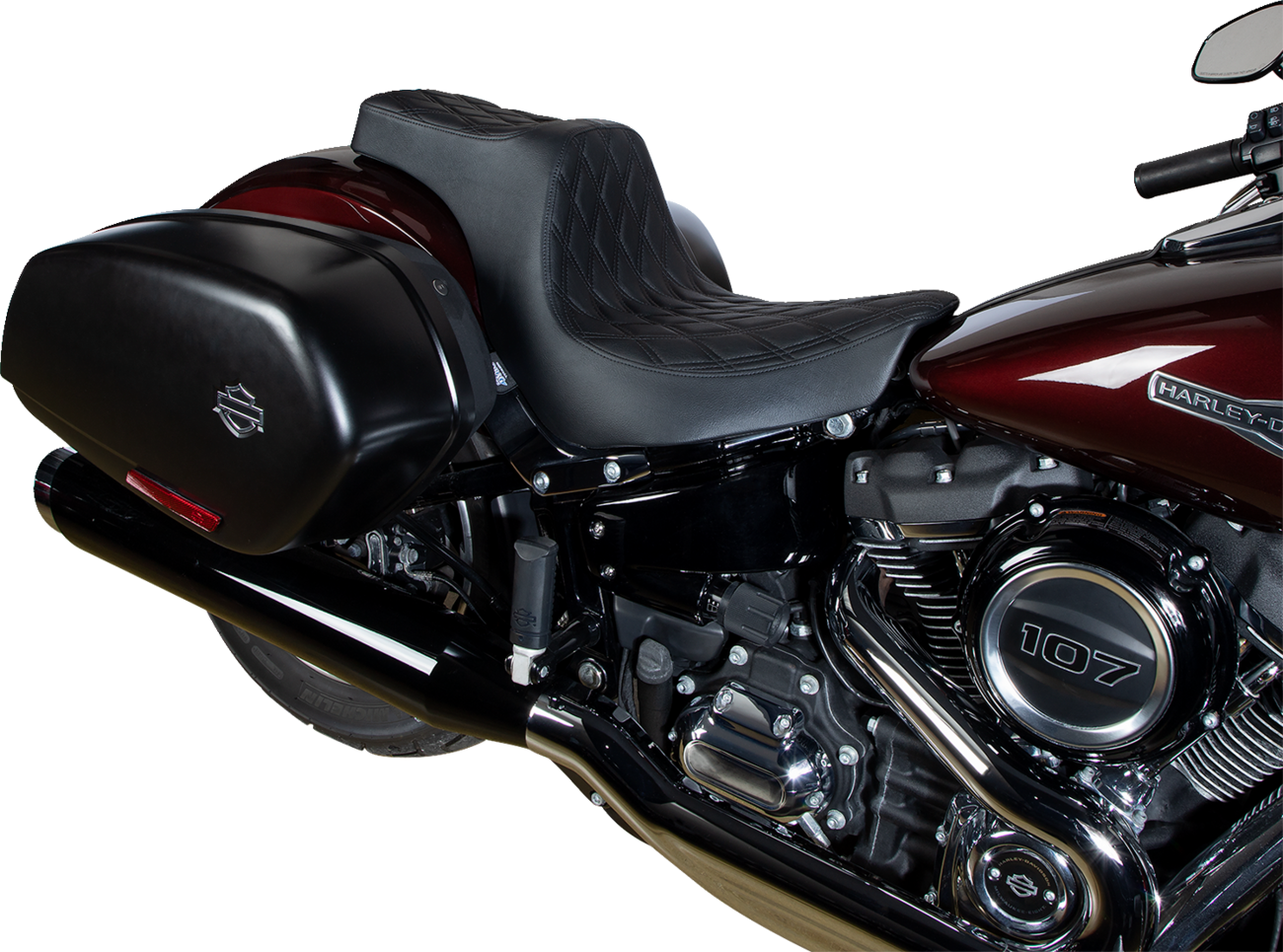Predator III Seat - Predator III 2-Up Seat - Vinyl - Double Diamond - Black Stitching - FL/FX '18-'24 [0802-1491] - Image 5