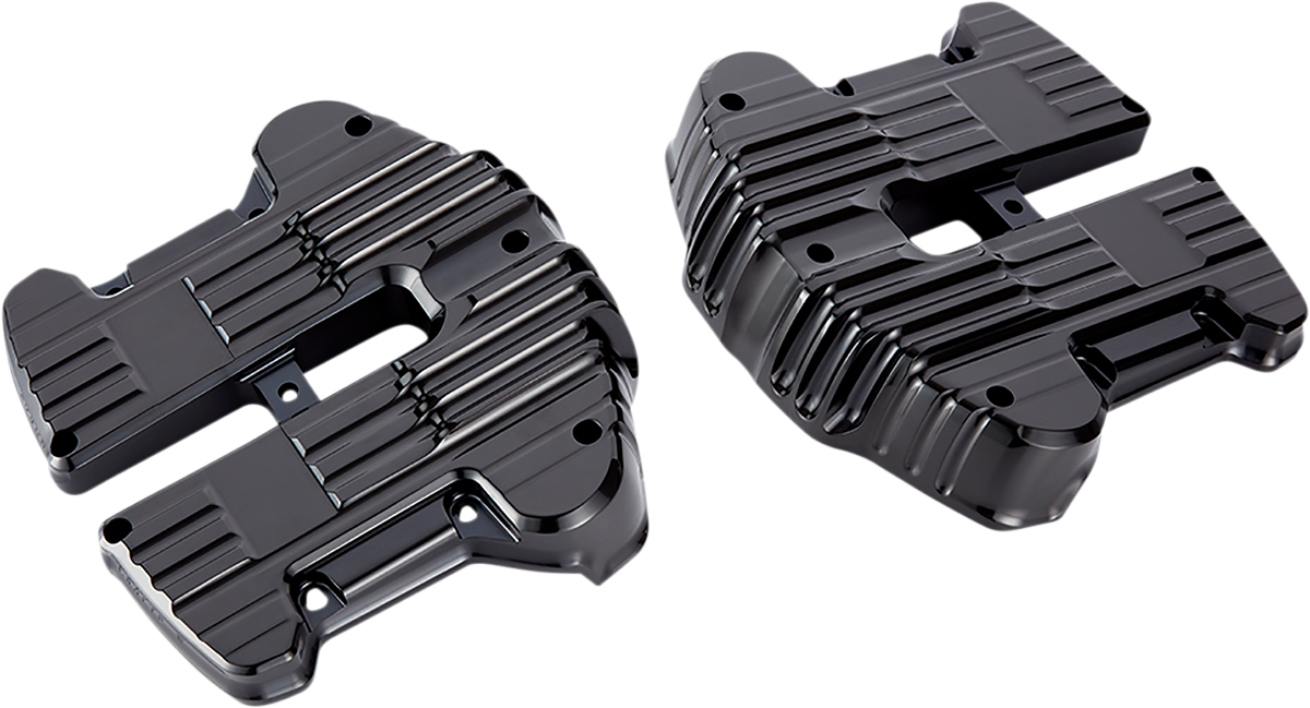 Rocker Box Covers - Black - Grooved [0940-1956]