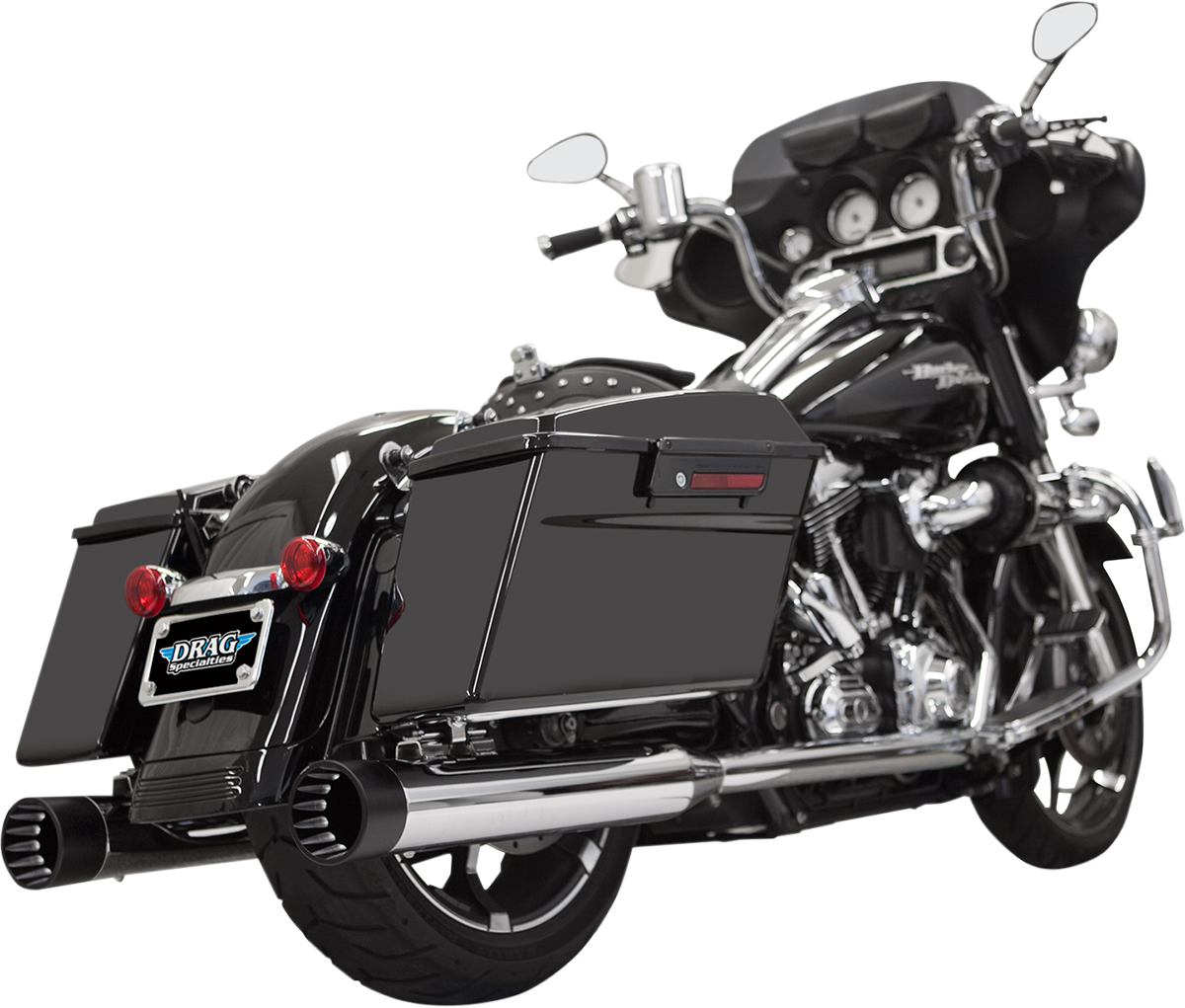 DNT Straight Can Slip-On Mufflers - DNT Straight Can Mufflers for '95-'16 FL - Chrome/Black [1801-0768]