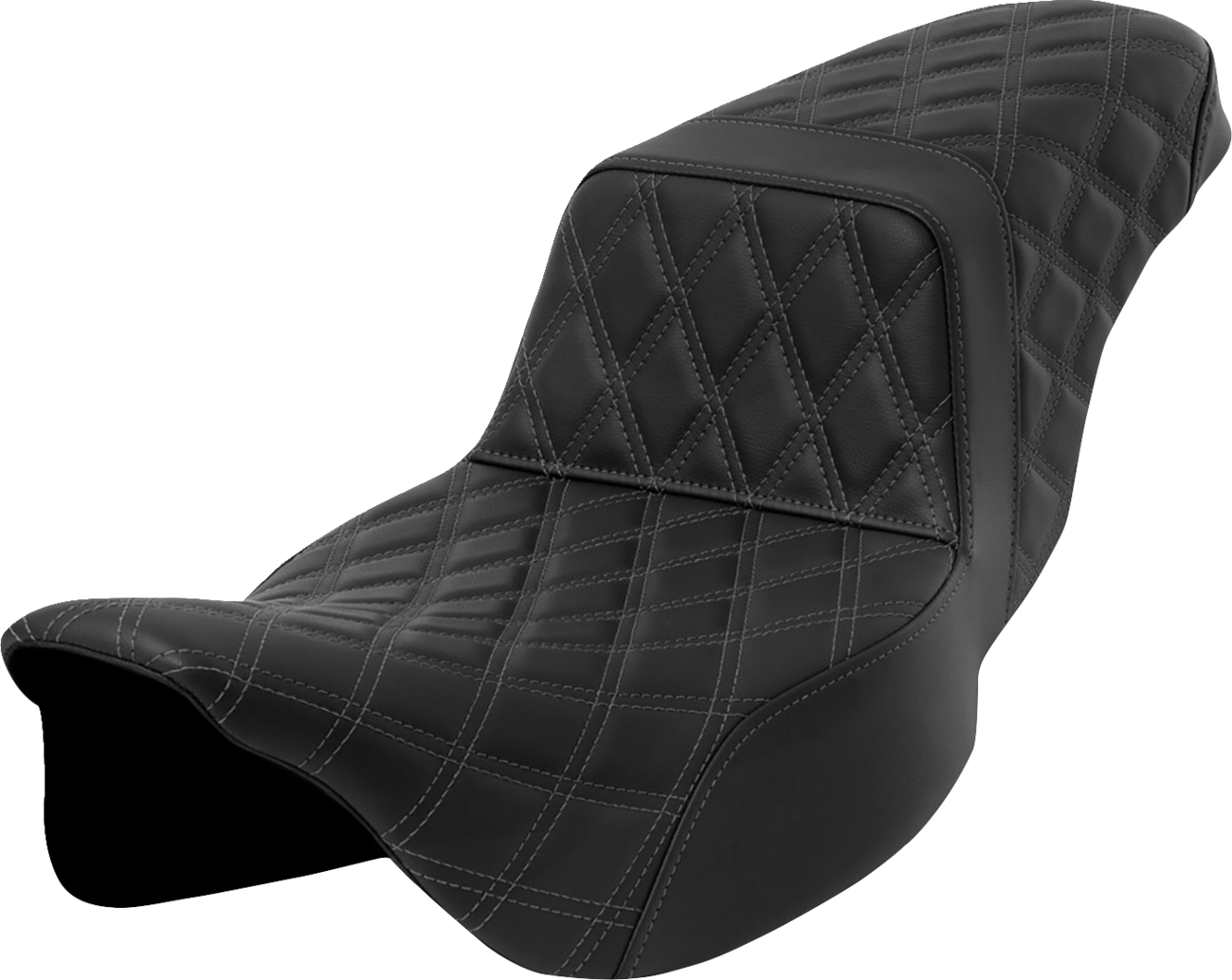 Lattice Stitch Step-Up Seat - Step-Up Seat - Lattice Stitch - Dark Gray Stitch - Extended Reach - FLH/FLT '08-'23 [0801-1601]