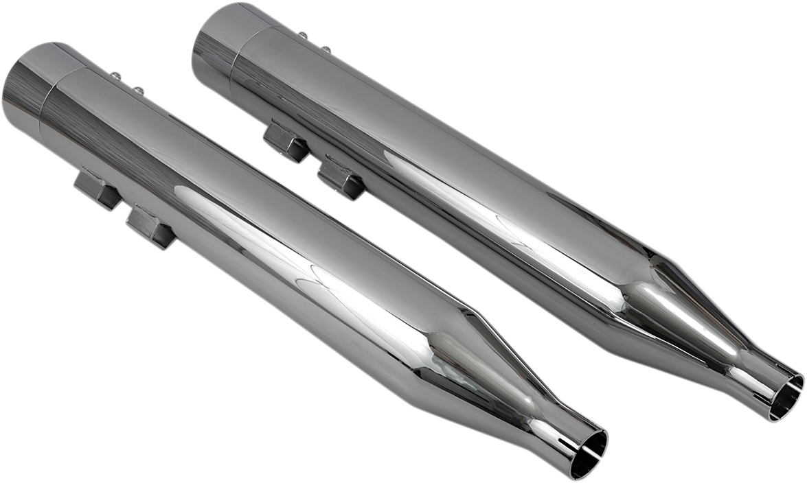 DNT Straight Can Slip-On Mufflers - DNT Straight Can Mufflers for '95-'16 FL - Chrome [1801-0822]