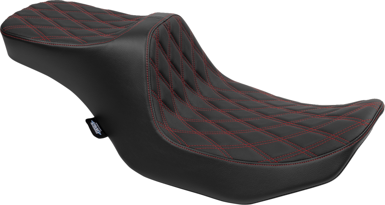Predator III Seat - Predator III 2-Up Seat - Vinyl - Double Diamond - Red Stitching - FLT/FLH '23-'24 [0801-1933]
