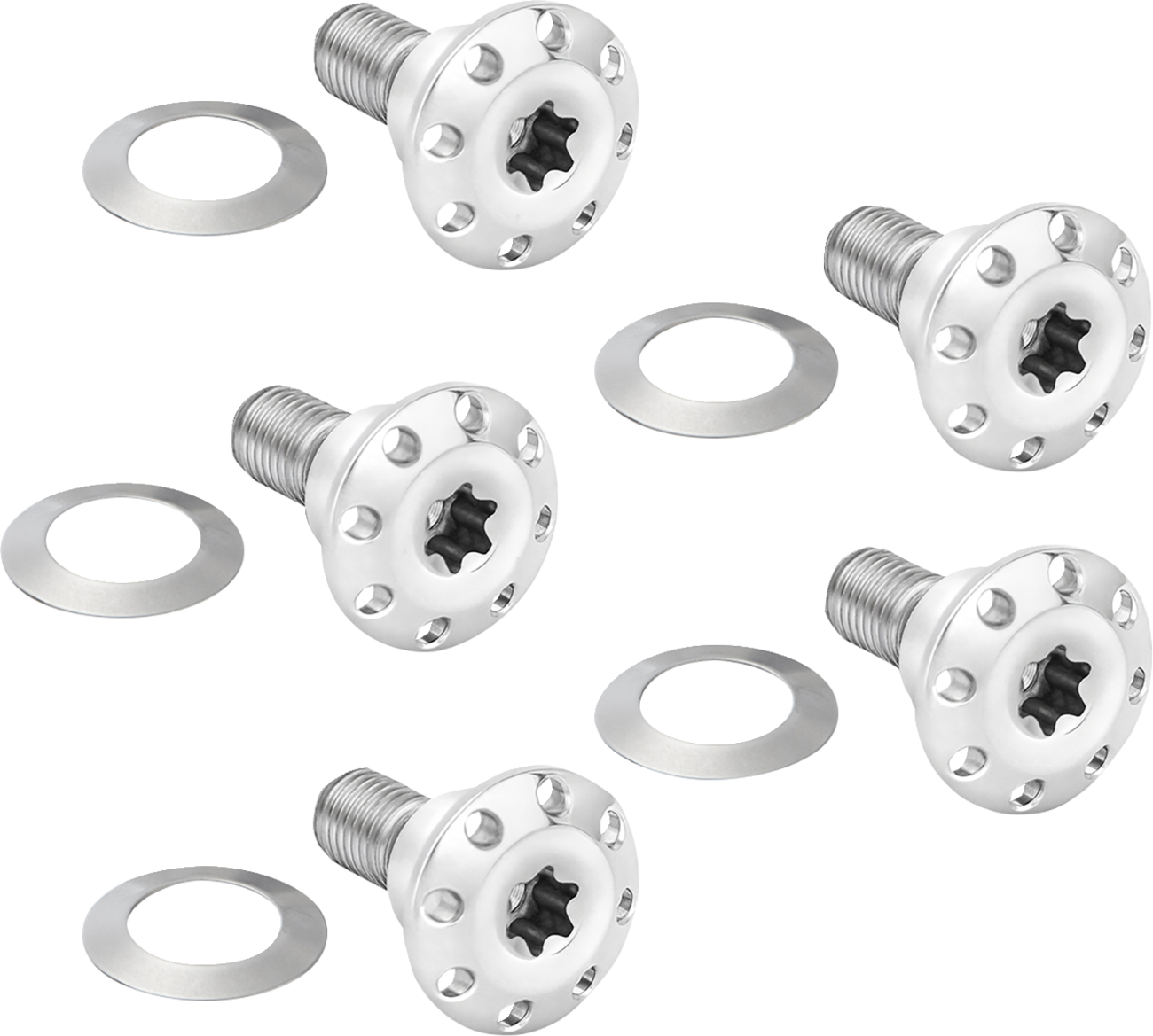 Holeshot Front Floating Brake Rotor Bolt Kit - Bolt Kit - Holeshot/Front/Floating/Brake Rotor - Spoke Mount - Polished - 5 Pack [2401-1714]