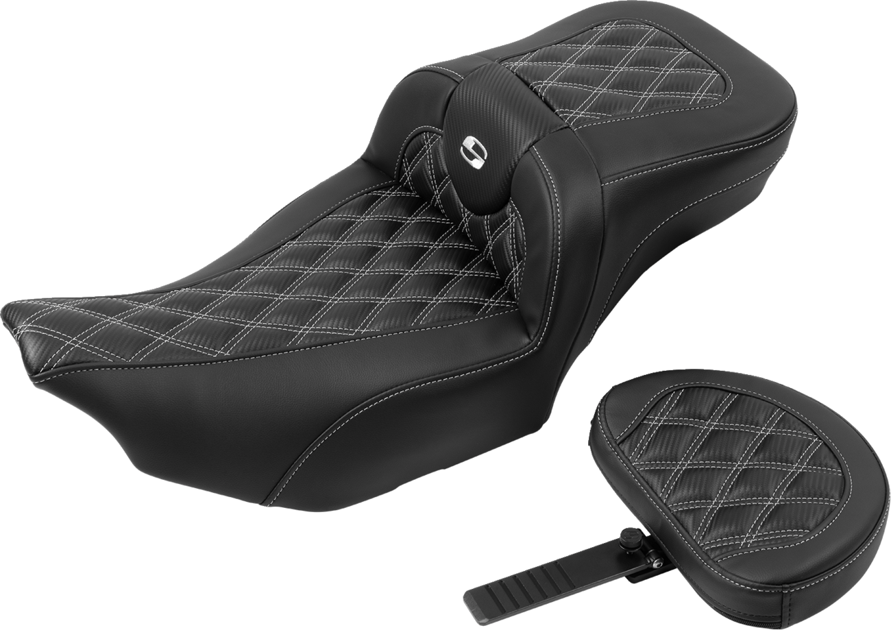 Roadsofa™ Extended Reach Seat - with Backrest - Lattice Stitch - Silver Stitch - FLTR/FLHX '23-'24 [0801-1807] - Image 2