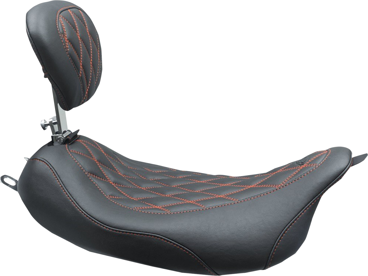 Wide Tripper™ Solo Seat With Removable Driver Backrest - Wide Tripper™ Solo Seat - w/ Drivers Backrest - Black w/ American Beauty Red Stitching - FL '08-'25 [0801-1377]
