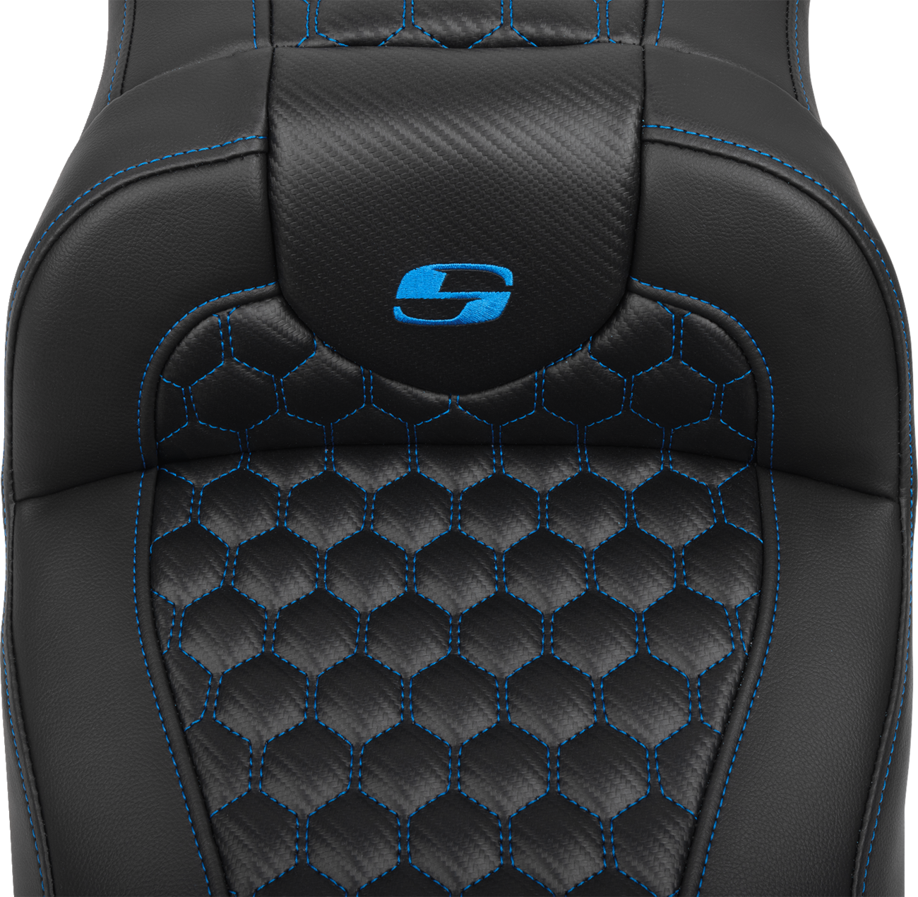 Roadsofa™ Extended Reach Seat - with Backrest - Honeycomb - Blue Stitch - FLTR/FLHX '23-'24 [0801-1763] - Image 4