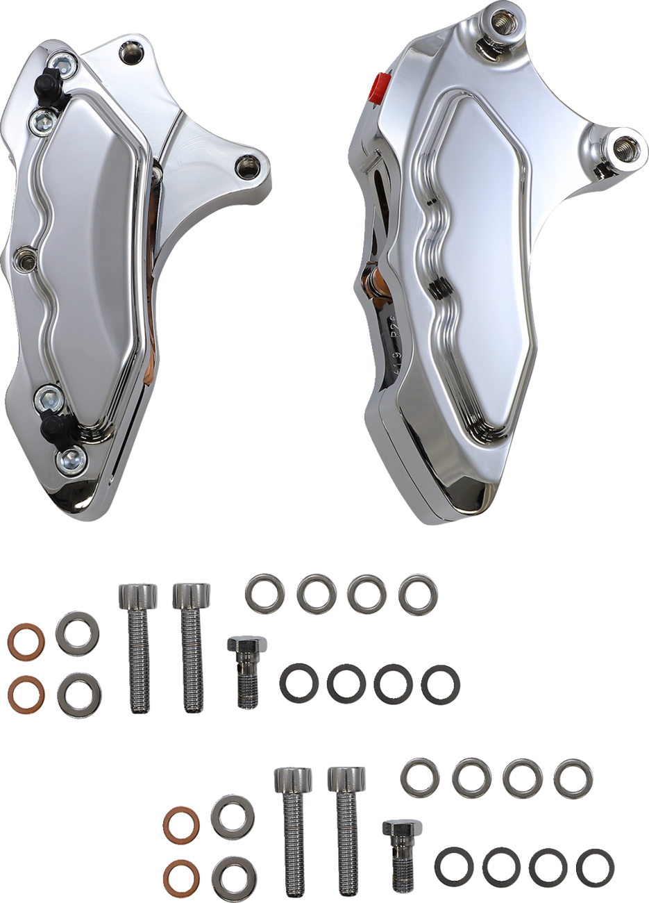 6-Piston Front Direct Bolt-On Brake Calipers for 13" Rotor - 6-Piston Dual Caliper - Chrome - 13" [1701-0714] - Image 2