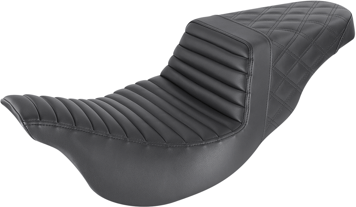 Step-Up Seat — Rear Lattice Stitch/Front Tuck-n-Roll - Step-Up Seat - Front Tuck-n-Roll/Rear Lattice Stitch - Black - FL '08-24 [0801-1244]