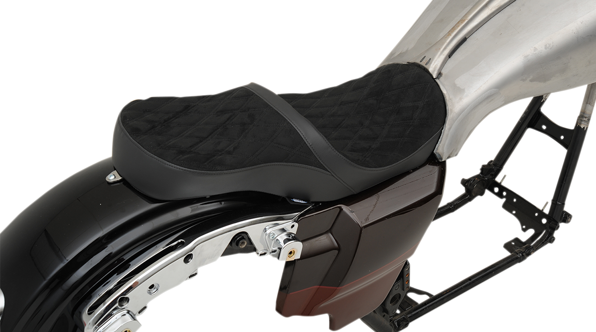 Low Profile Touring Seat - Low Touring Seat - Vinyl - Faux Suede Double Diamond - Yaffe Tanks - FL '08-'23 [0801-1070] - Image 5