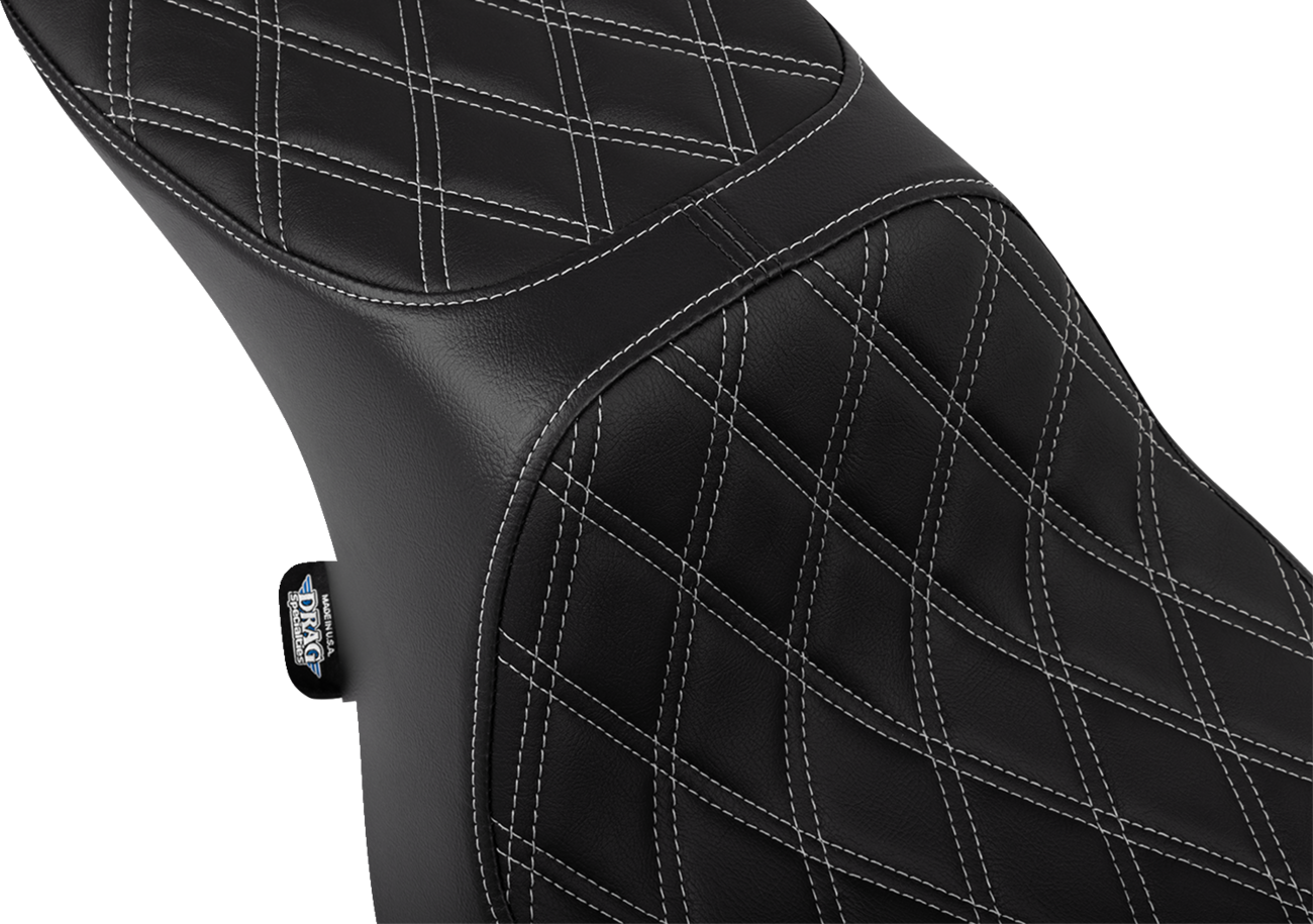 Performance Predator 2-Up Seat - Predator 2-Up Seat - Vinyl - Double Diamond Silver Stitch - w/o Backrest - FLTR/FLHX '23-'24 [0801-1949] - Image 2