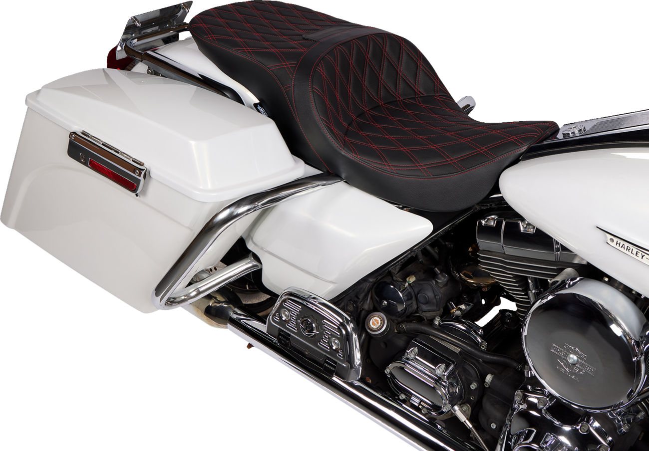 Freedom Touring Seat - Freedom Seat - Vinyl - Double Diamond Red Stitch - FLH '97-'07 [0801-1507] - Image 3