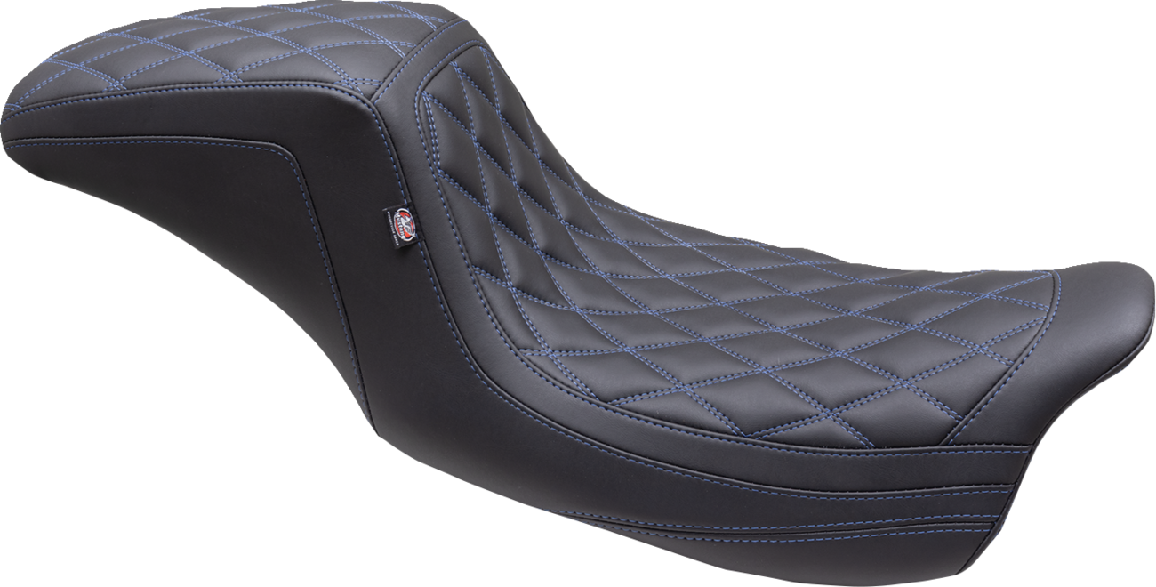 Double Diamond Squareback Seat - One Piece 2-Up Squareback Seat - Double Diamond - Sky Blue Stitch - FL '08-'25 [0801-1673]