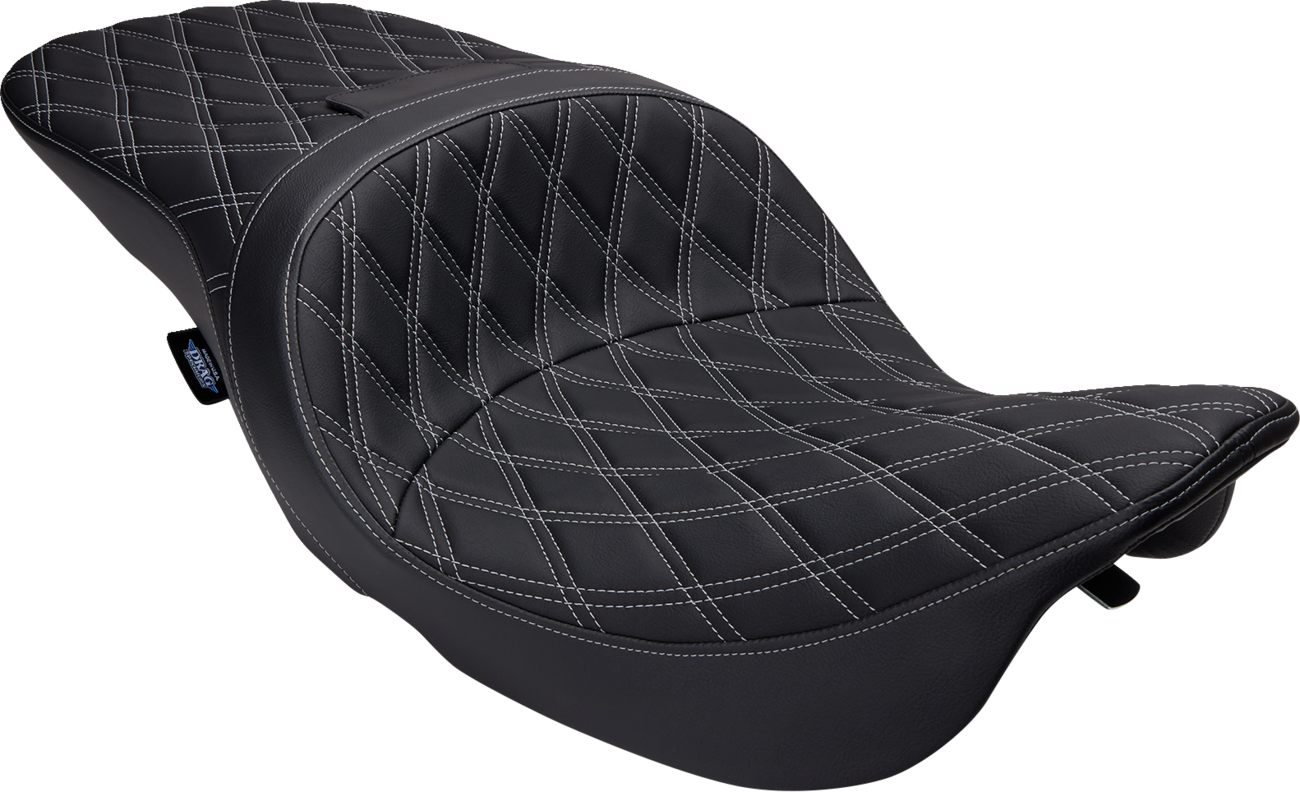 Freedom Touring Seat - Freedom Seat - Vinyl - Double Diamond Silver Stitch - FLH '97-'07 [0801-1506]