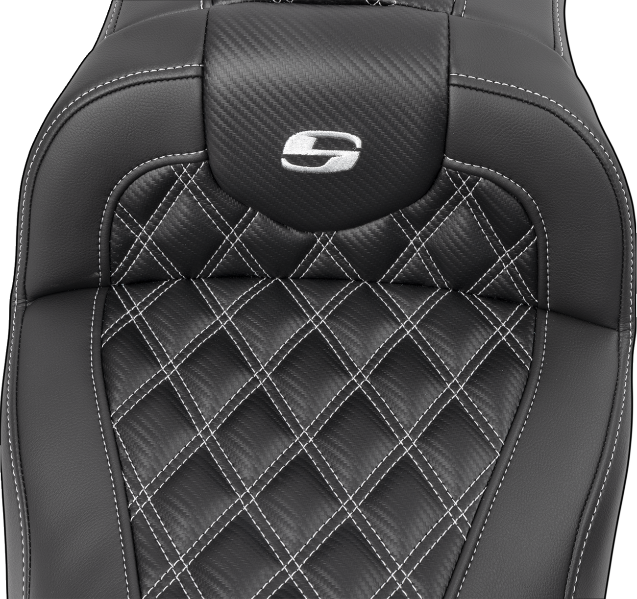 Roadsofa™ Lattice Stitch Seat - RoadSofa™ Seat - with Backrest - Carbon Fiber - Lattice Stitch - Silver Stitch - FLTR/FLHX '23-'24 [0801-1791] - Image 6