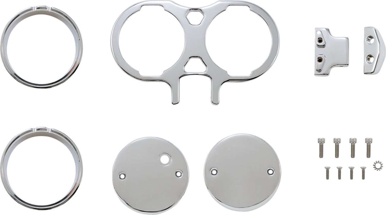 Gauge Mount for Performance Risers - Gauge Mount - Dual - Chrome - Dyna/Sportster [2201-0253]
