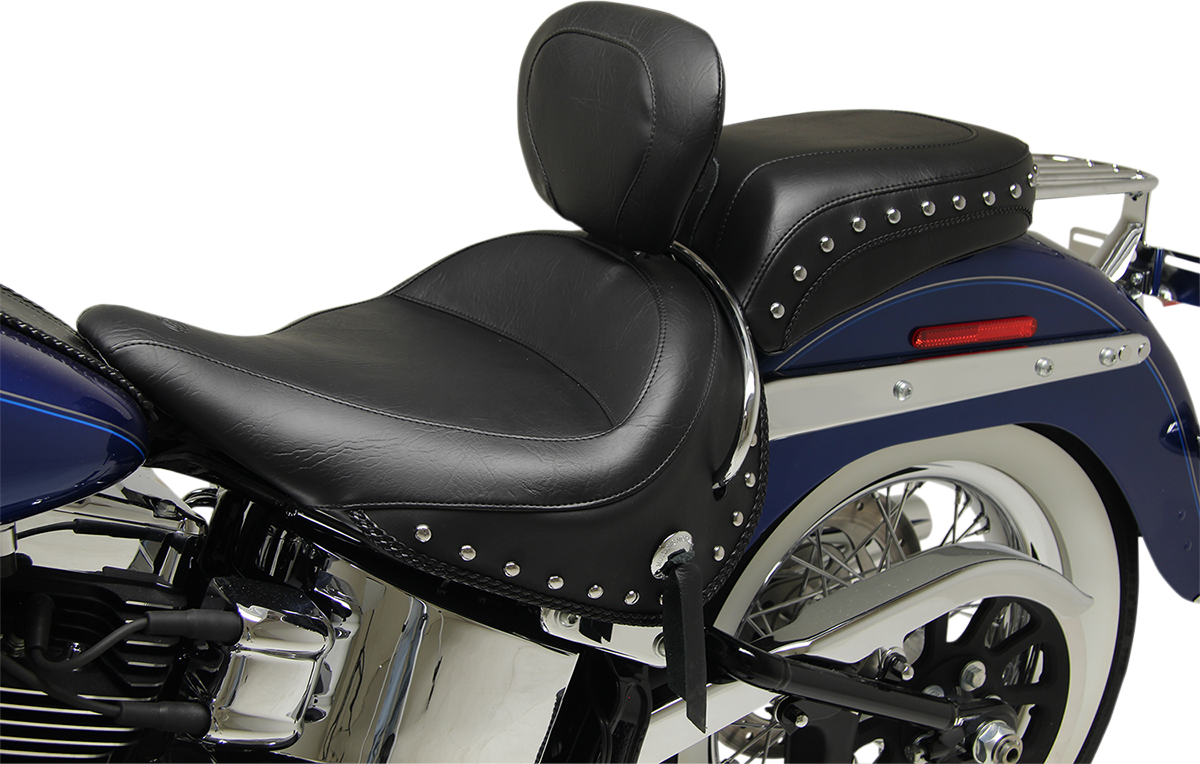 Wide Solo Seat with Removable Backrest - Wide Solo Seat - With Backrest - Black - Studded w/ Concho - FLSTN '05-'17 [0802-0892] - Image 2