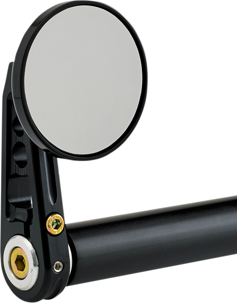 Bar End Mirror - Mirror - Bar End/Side View - Round - Black - Straight - 2-1/4" [0640-0606]