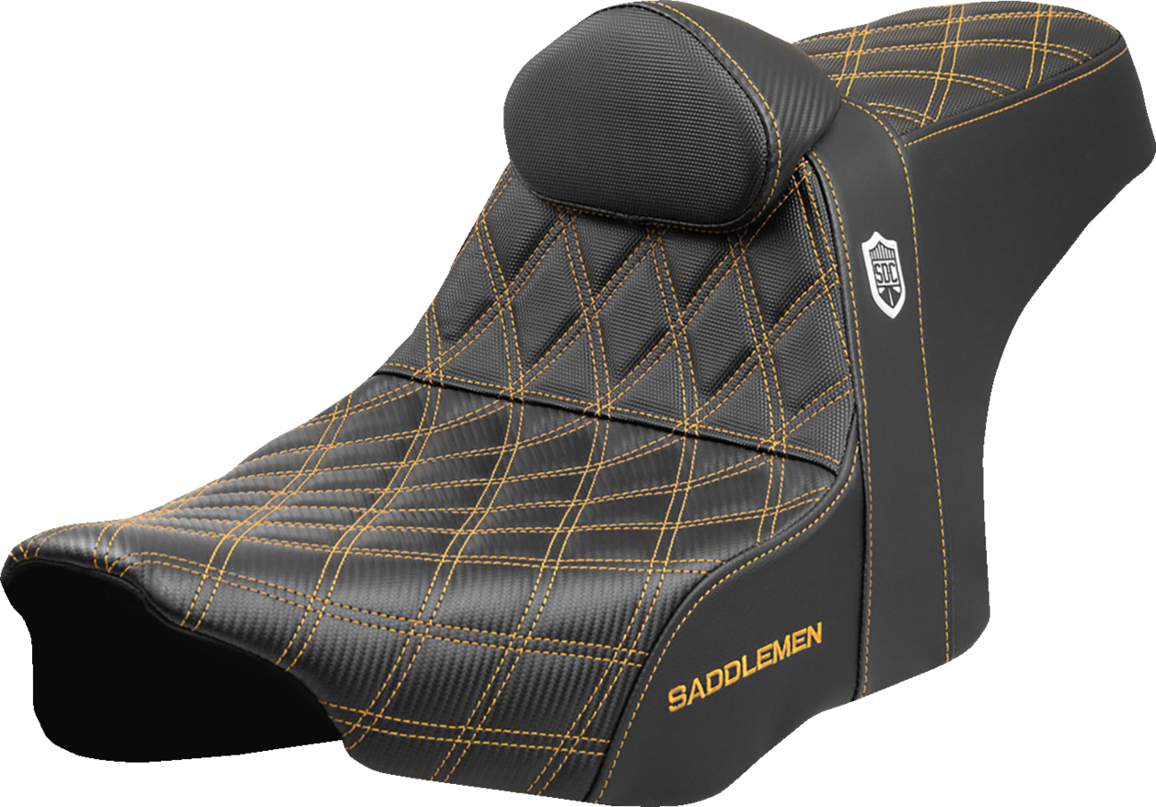 Pro Series SDC Performance Grip Seat - Pro Series SDC Performance Seat - Gold Stitching - w/ Backrest - FLT/FLH '23-'25 [0801-2013]