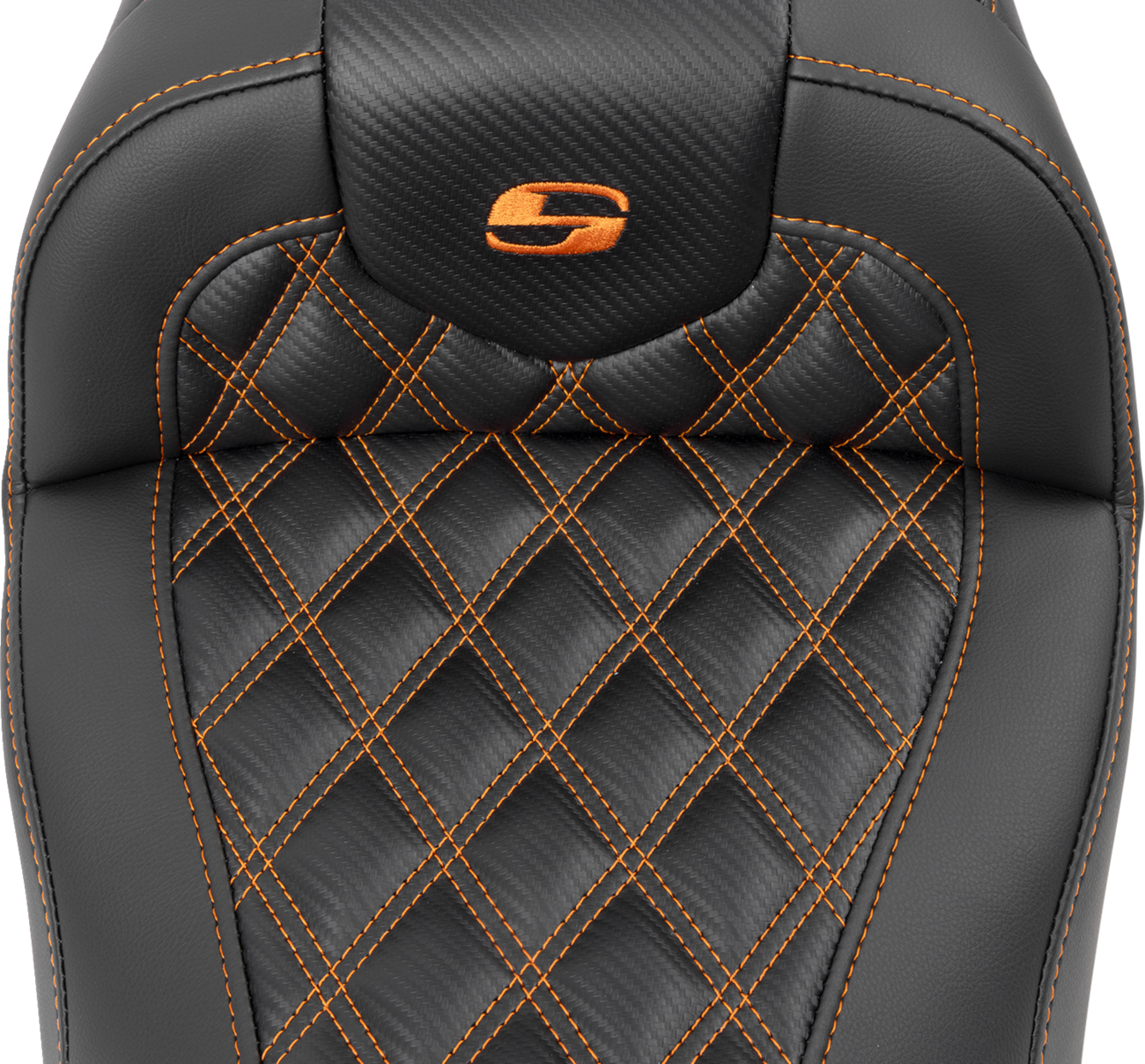 Roadsofa™ Lattice Stitch Seat - RoadSofa™ Seat - without Backrest - Carbon Fiber - Orange Stitch - FL/FX '23-'24 [0801-1782] - Image 3