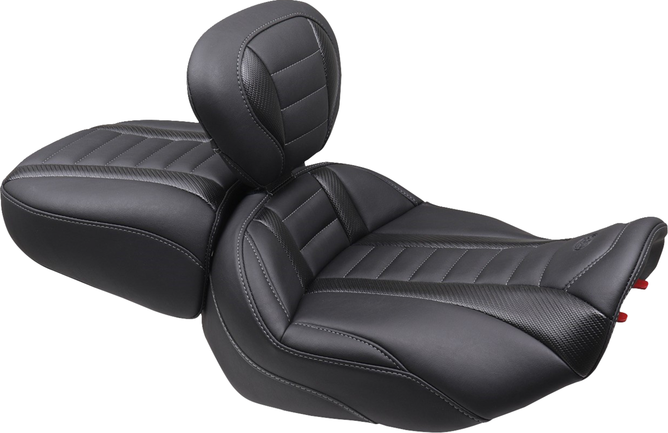Deluxe Touring Passenger Seat - Gun Metal Stitch - Carbon Fiber Inlay - FLH/FLT '23-'24 [0801-1677] - Image 2