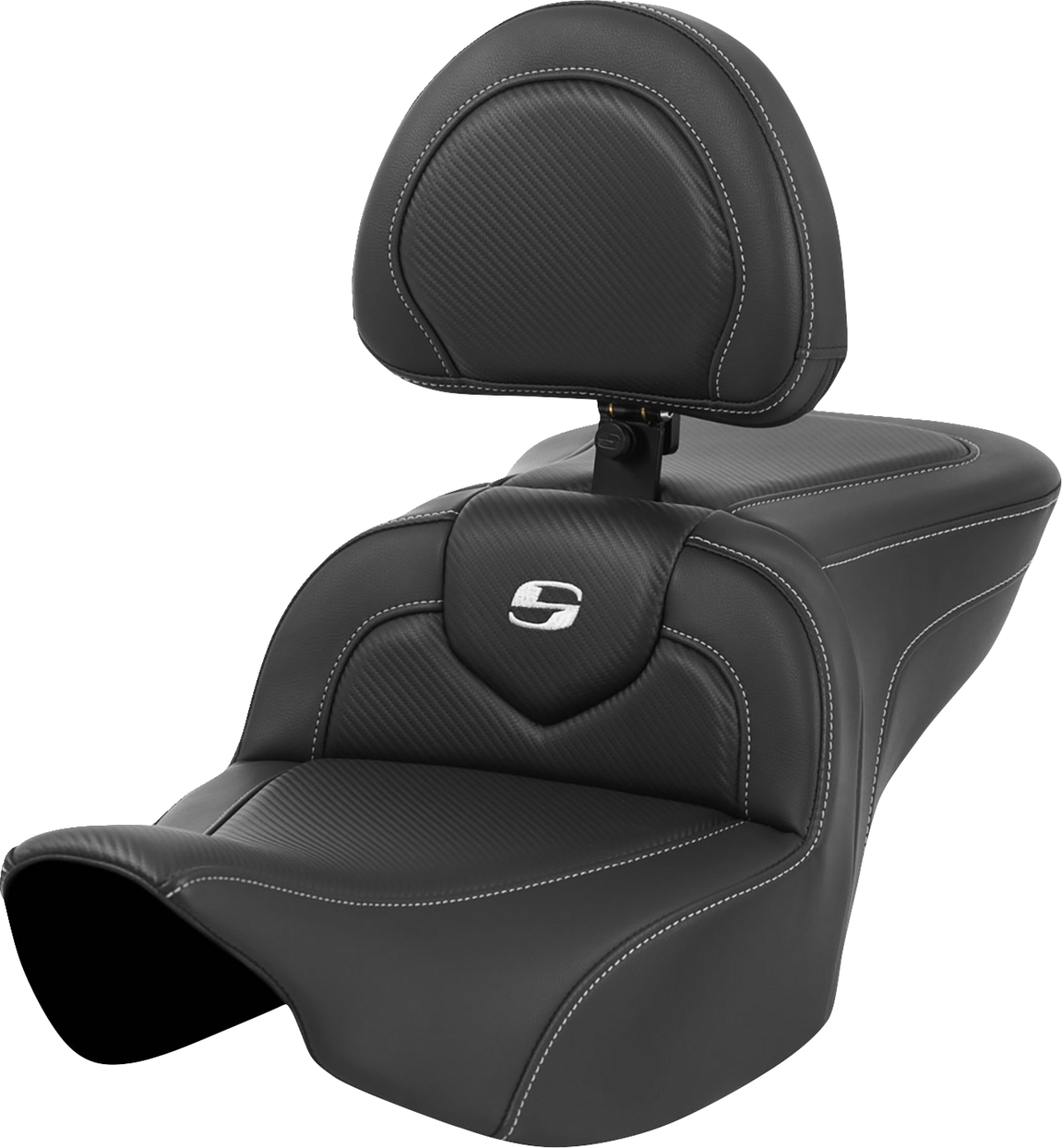Roadsofa™ Carbon Fiber Seat - Roadsofa™ Seat - Carbon Fiber - Silver Stitch/Silver Logo - with Backrest - FL '23-'24 [0801-1632]