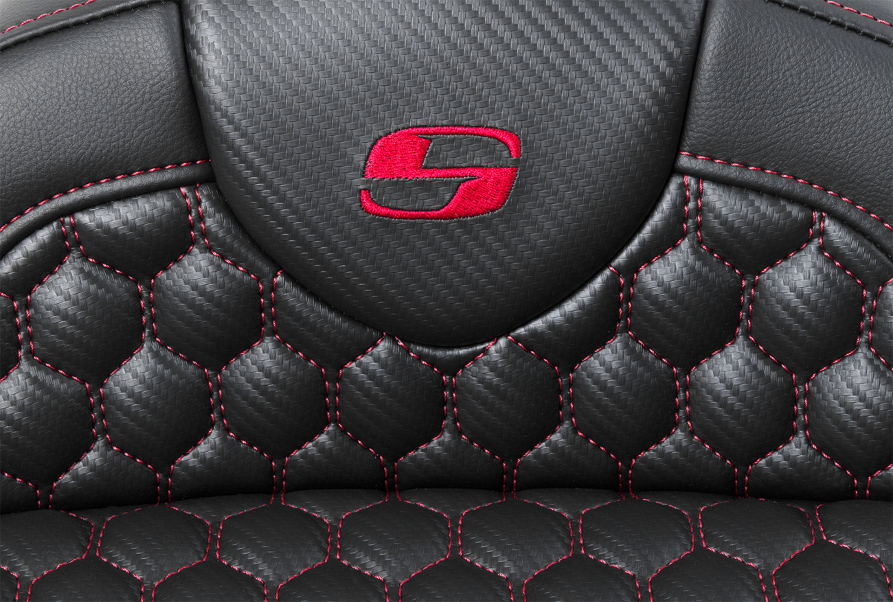 Honeycomb Roadsofa™ Seat - RoadSofa™ Seat - Honeycomb - Red Stitch - with Backrest - FLH/FLT '08-'23 [0801-1643] - Image 4