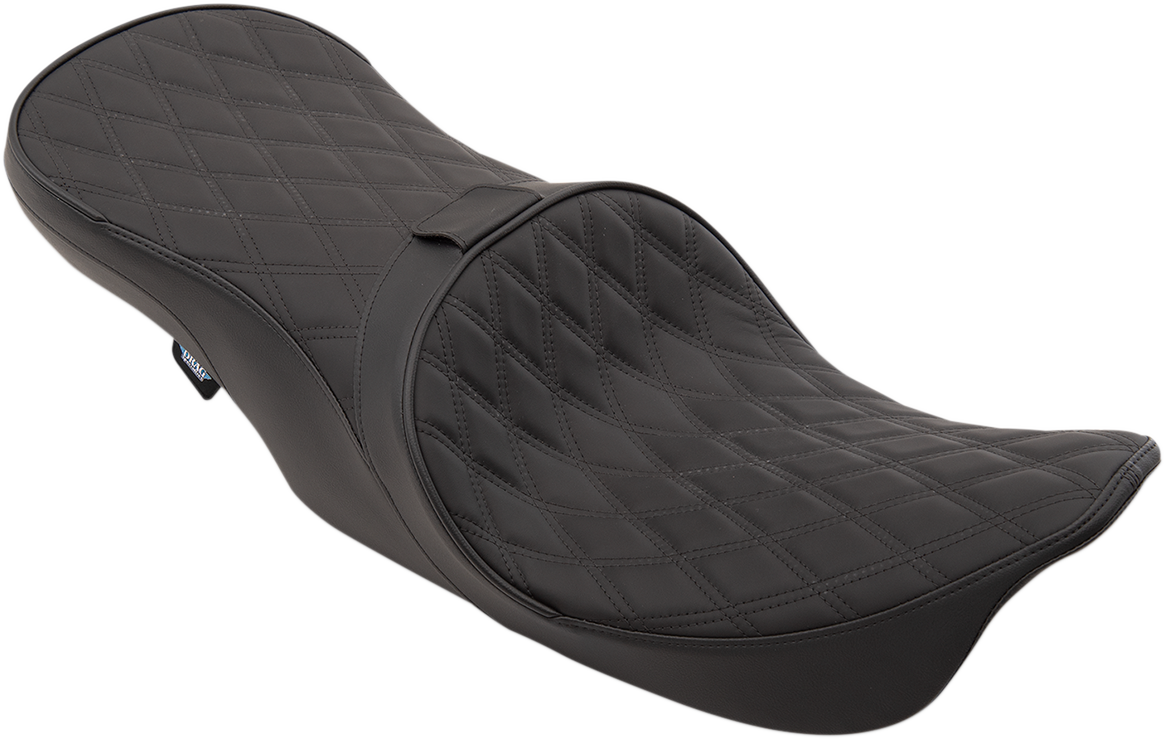 Forward Positioned 2-Up Low Profile Touring Leather Seat - Low Forward Touring Seat - Double Diamond - FLHR/FLHX '97-'07 [0801-1169]