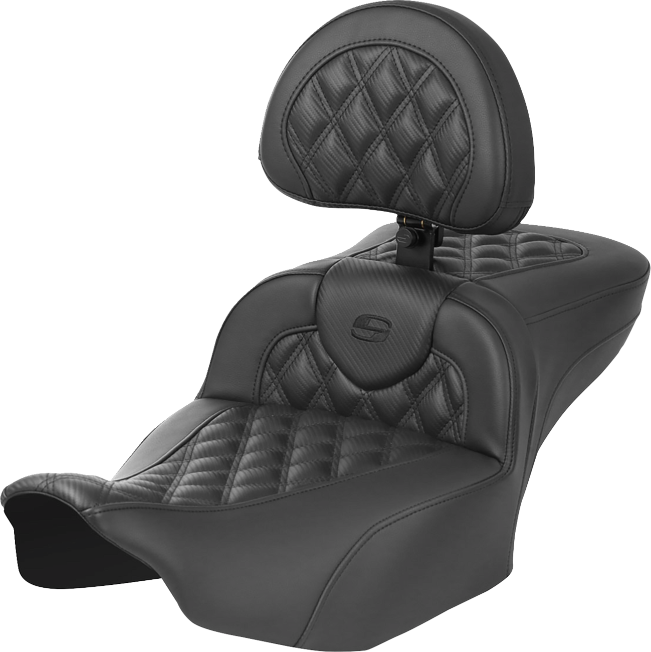 Roadsofa™ Extended Reach Seat - with Backrest - Carbon Fiber - Lattice Stitch - FLTR/FLHX '23-'24 [0801-1801]