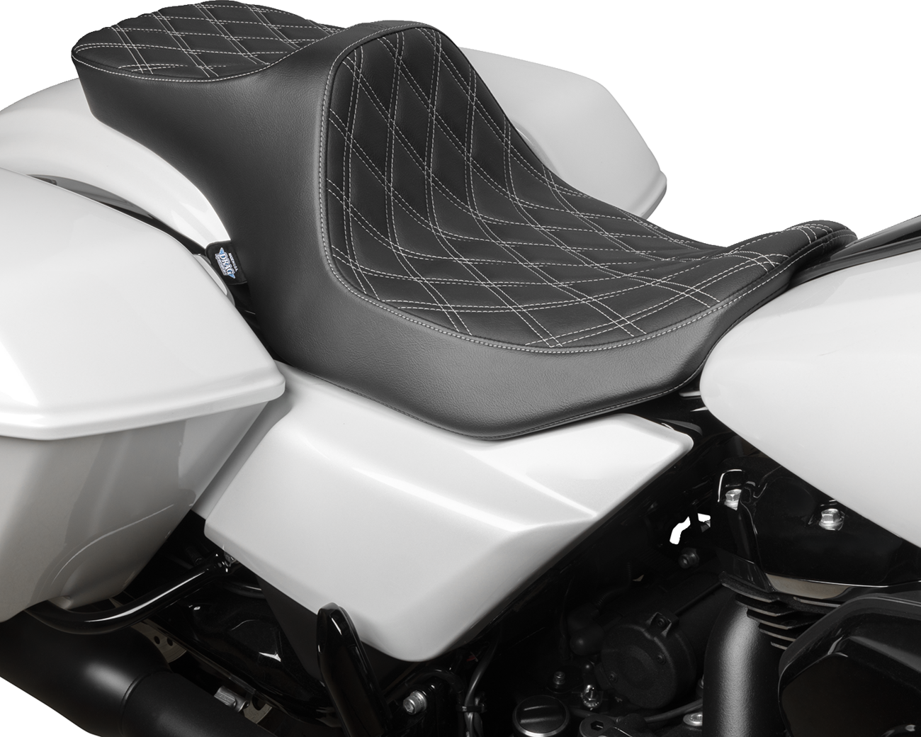 Predator III Seat - Predator III 2-Up Seat - Vinyl - Double Diamond - Silver Stitching - FLT/FLH '23-'24 [0801-1932] - Image 2