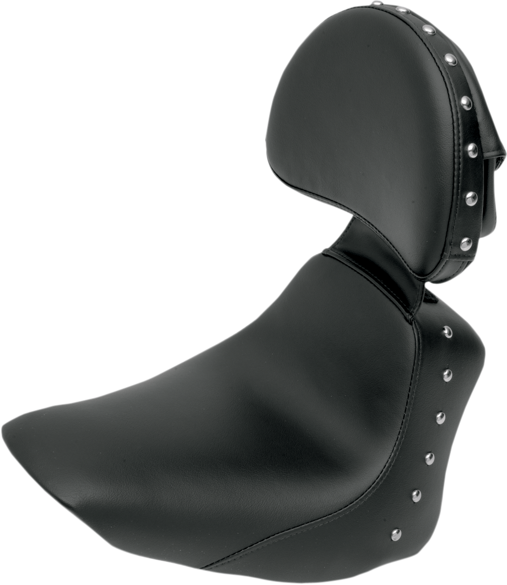 Heels Down Solo Seat - With Backrest - Studded - Black - FLSTC [0802-0597]