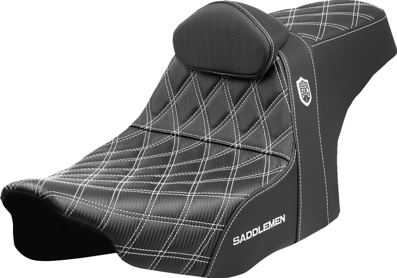 Pro Series SDC Performance Grip Seat - Pro Series SDC Performance Seat - White Stitching - w/ Backrest - FLT/FLH '23-'25 [0801-2012]