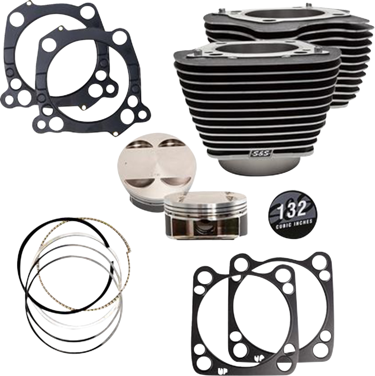 Big Bore Cylinder Kit - 132" Cylinder Kit - 4.500" Stroke - Wrinkle Black w/Highlighted Fins - M8 [0931-1206]