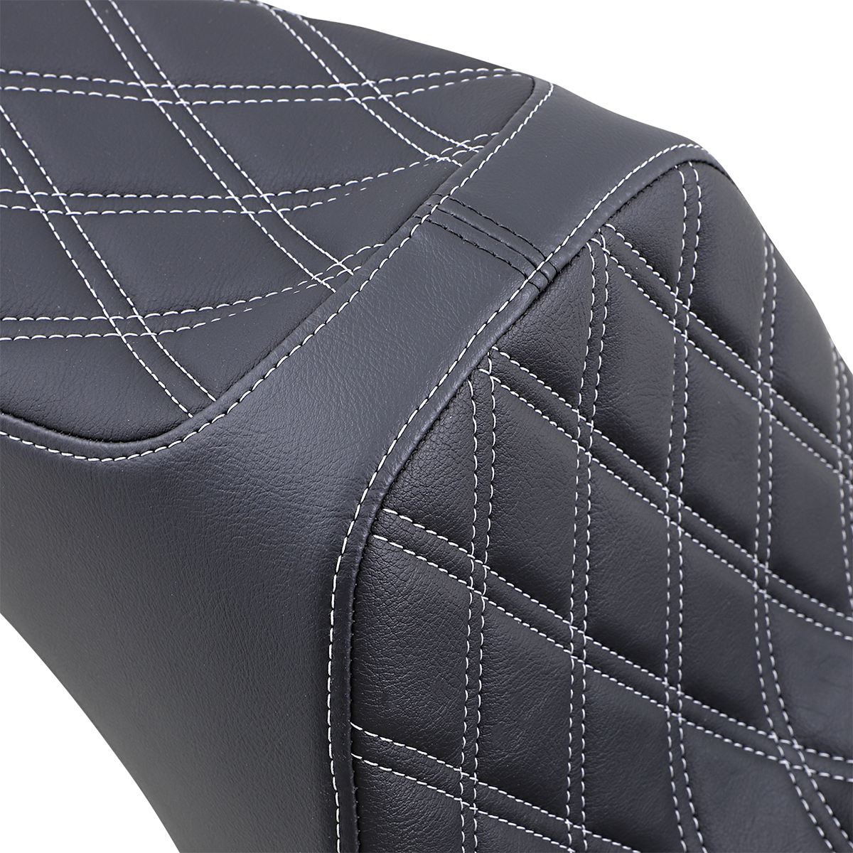 Predator III Seat - Predator III 2-Up Seat - Vinyl - Double Diamond - Silver Stitching - Softail '06-'17 [0802-1439] - Image 2